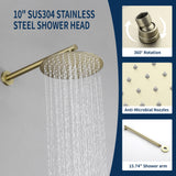 Two way Bathroom Shower Faucet Set with 10 inch Round ultra slim shower head & 5-Spray Hand Shower - Brushed Gold, Brushed Nickel, Matte Black