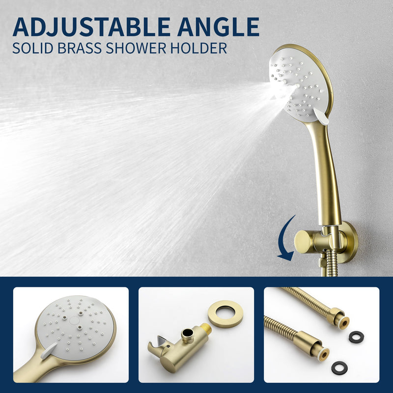 Wall Mounted Shower System Set with 9" Rain Shower head and 5-Setting High Pressure Handheld Shower