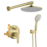 Shower Faucet Set, Wall Mounted Shower System with High Pressure 9" Rain Shower head and 5-Setting Handheld Shower Head