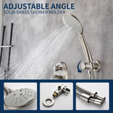 Two way Bathroom Shower Faucet Set with 10 inch Round ultra slim shower head & 5-Spray Hand Shower - Brushed Gold, Brushed Nickel, Matte Black