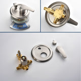 Two way Bathroom Shower Faucet Set with 10 inch Round ultra slim shower head & 5-Spray Hand Shower - Brushed Gold, Brushed Nickel, Matte Black