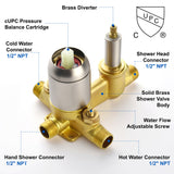 Two way Bathroom Shower Faucet Set with 10 inch Round ultra slim shower head & 5-Spray Hand Shower - Brushed Gold, Brushed Nickel, Matte Black