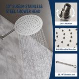 Two way Bathroom Shower Faucet Set with 10 inch Round ultra slim shower head & 5-Spray Hand Shower - Brushed Gold, Brushed Nickel, Matte Black