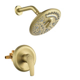 Single Function Wall Mounted Shower Trim Set with 8-inch ABS 6 Settings Shower Head - Matte Black, Brushed Nickel, Brushed Gold