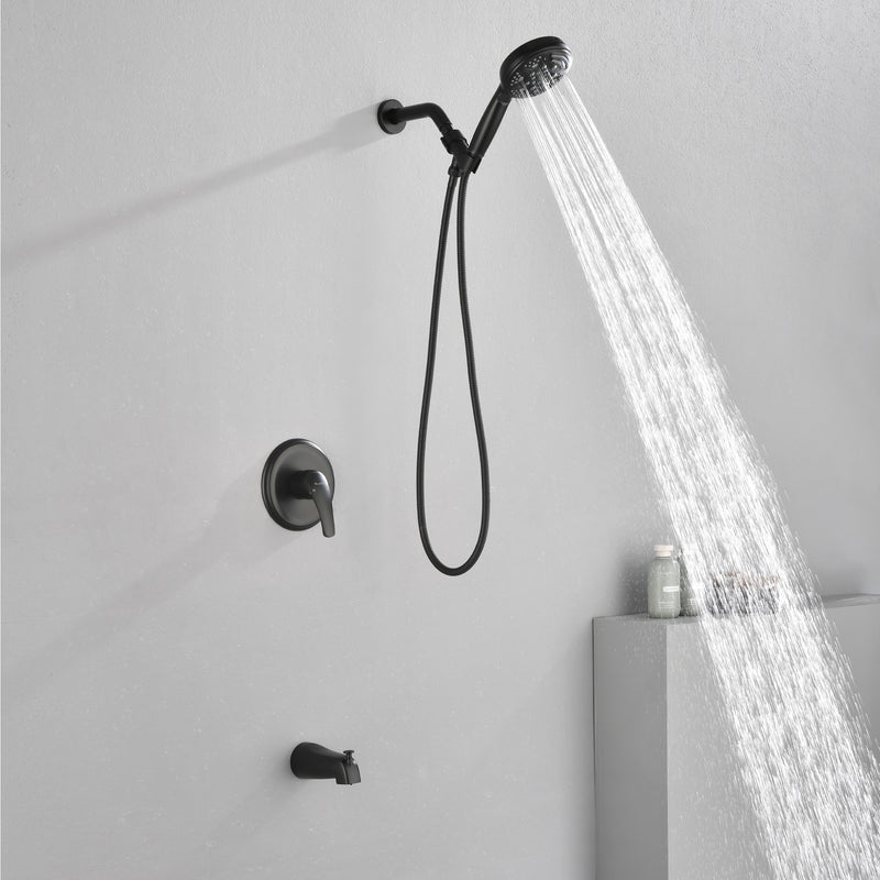 1-Handle Shower Trim Kit with Tub Spout, 9 Ways ABS Hand Shower, Pressure-Balancing Mixing Valve