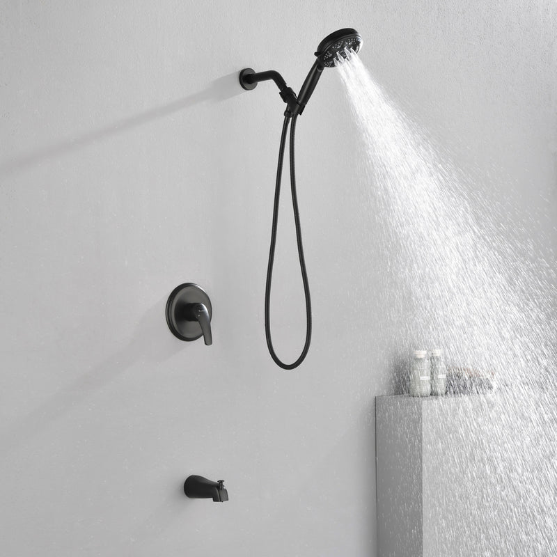 1-Handle Shower Trim Kit with Tub Spout, 9 Ways ABS Hand Shower, Pressure-Balancing Mixing Valve