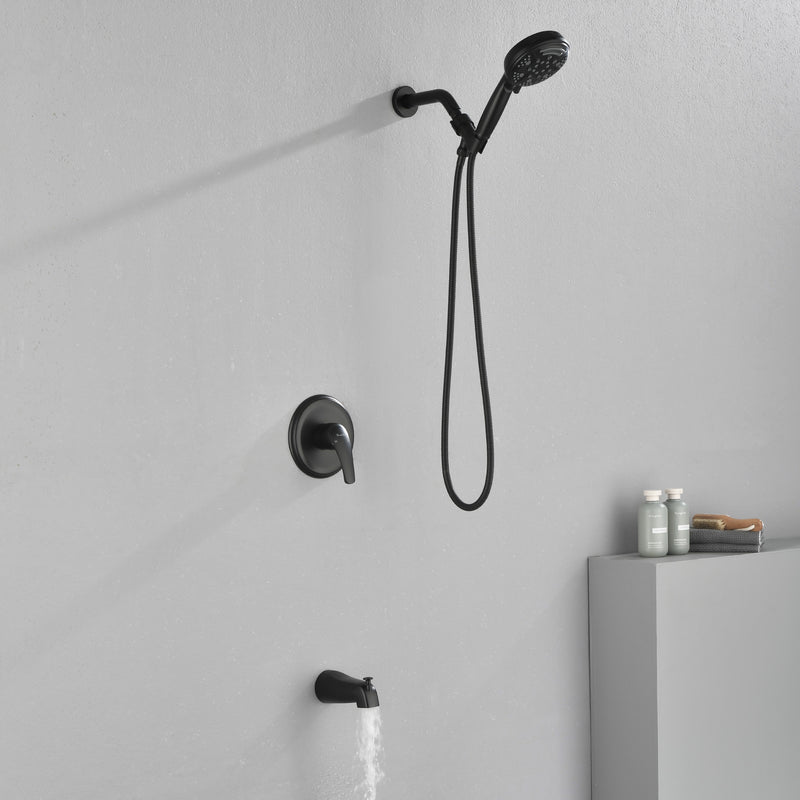 1-Handle Shower Trim Kit with Tub Spout, 9 Ways ABS Hand Shower, Pressure-Balancing Mixing Valve