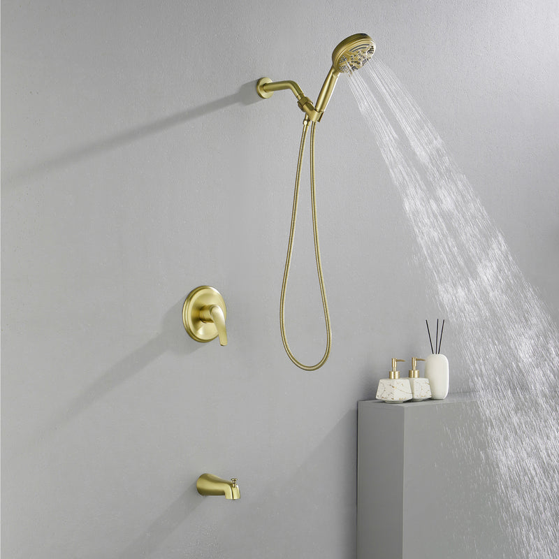 1-Handle Shower Trim Kit with Tub Spout, 9 Ways ABS Hand Shower, Pressure-Balancing Mixing Valve