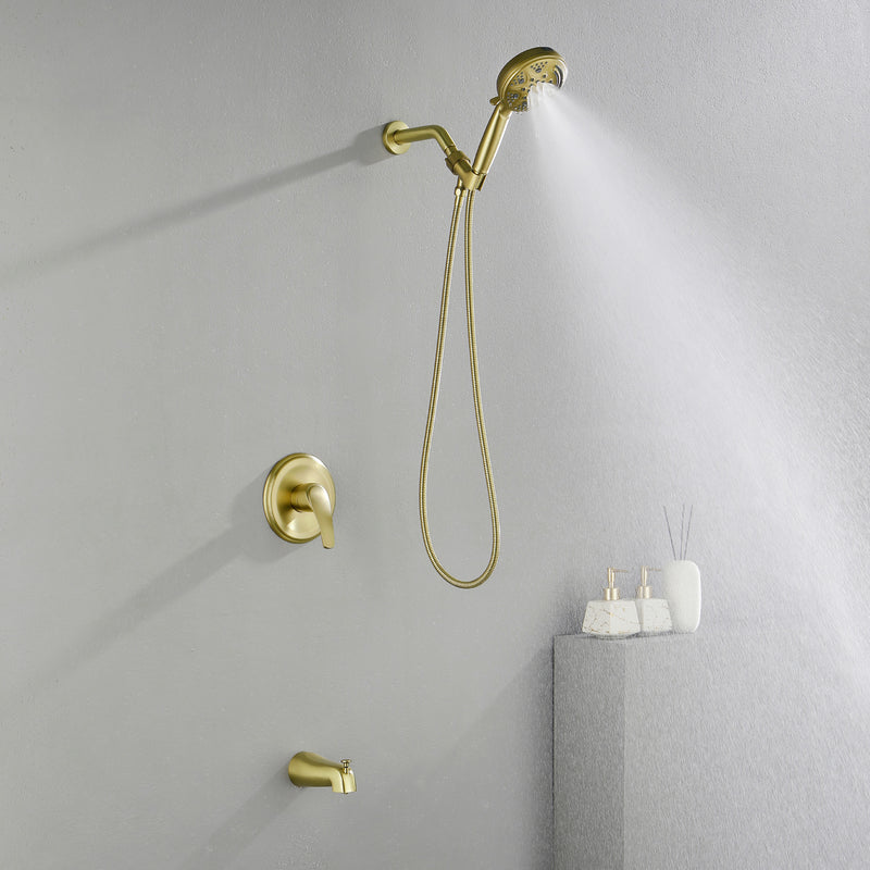 1-Handle Shower Trim Kit with Tub Spout, 9 Ways ABS Hand Shower, Pressure-Balancing Mixing Valve