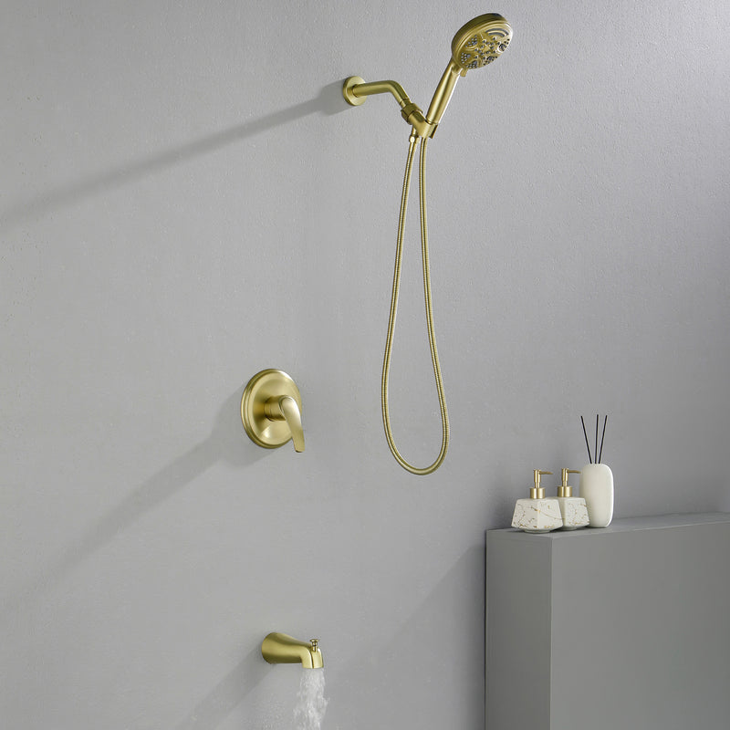 1-Handle Shower Trim Kit with Tub Spout, 9 Ways ABS Hand Shower, Pressure-Balancing Mixing Valve