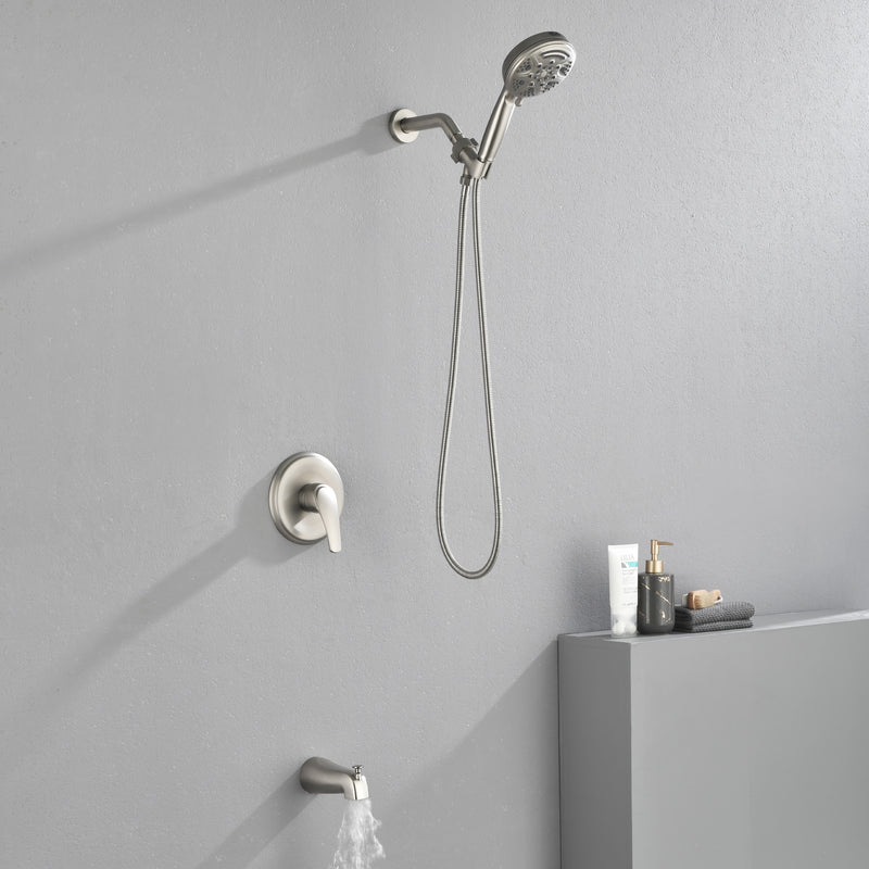 1-Handle Shower Trim Kit with Tub Spout, 9 Ways ABS Hand Shower, Pressure-Balancing Mixing Valve