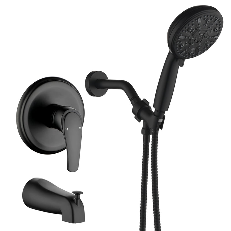 Single Handle High-Pressure Round 10-Mode Hand Shower and Tub Spout System with Valve
