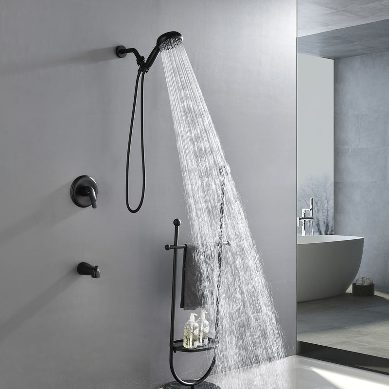 Single Handle High-Pressure Round 10-Mode Hand Shower and Tub Spout System with Valve