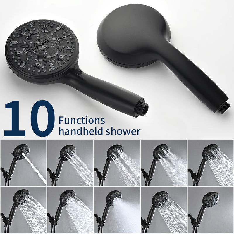 Single Handle High-Pressure Round 10-Mode Hand Shower and Tub Spout System with Valve