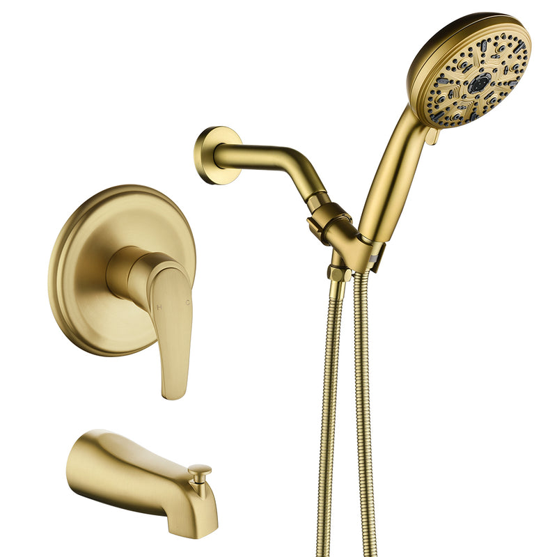 Single Handle High-Pressure Round 10-Mode Hand Shower and Tub Spout System with Valve