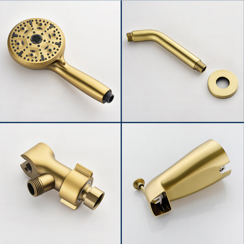 Single Handle High-Pressure Round 10-Mode Hand Shower and Tub Spout System with Valve