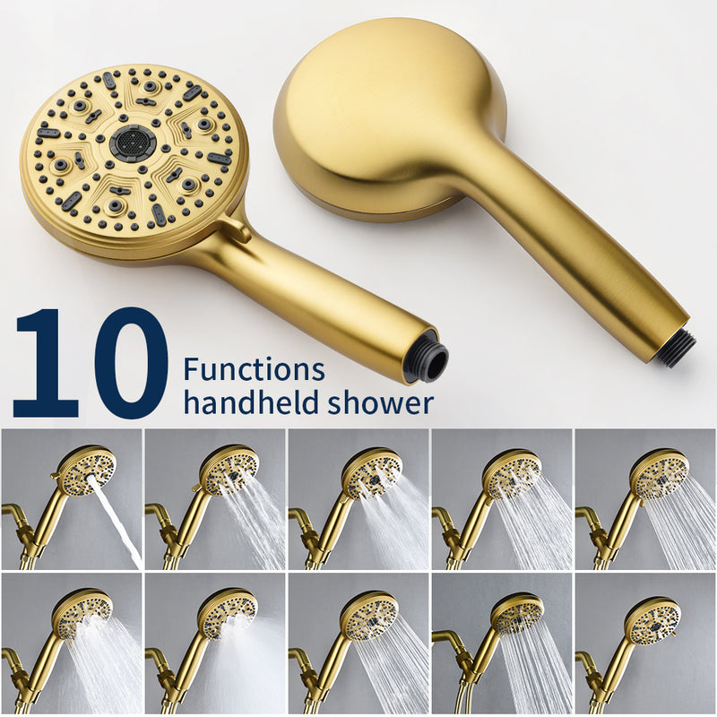 Single Handle High-Pressure Round 10-Mode Hand Shower and Tub Spout System with Valve