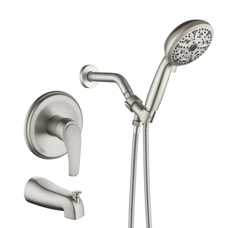 Single Handle High-Pressure Round 10-Mode Hand Shower and Tub Spout System with Valve