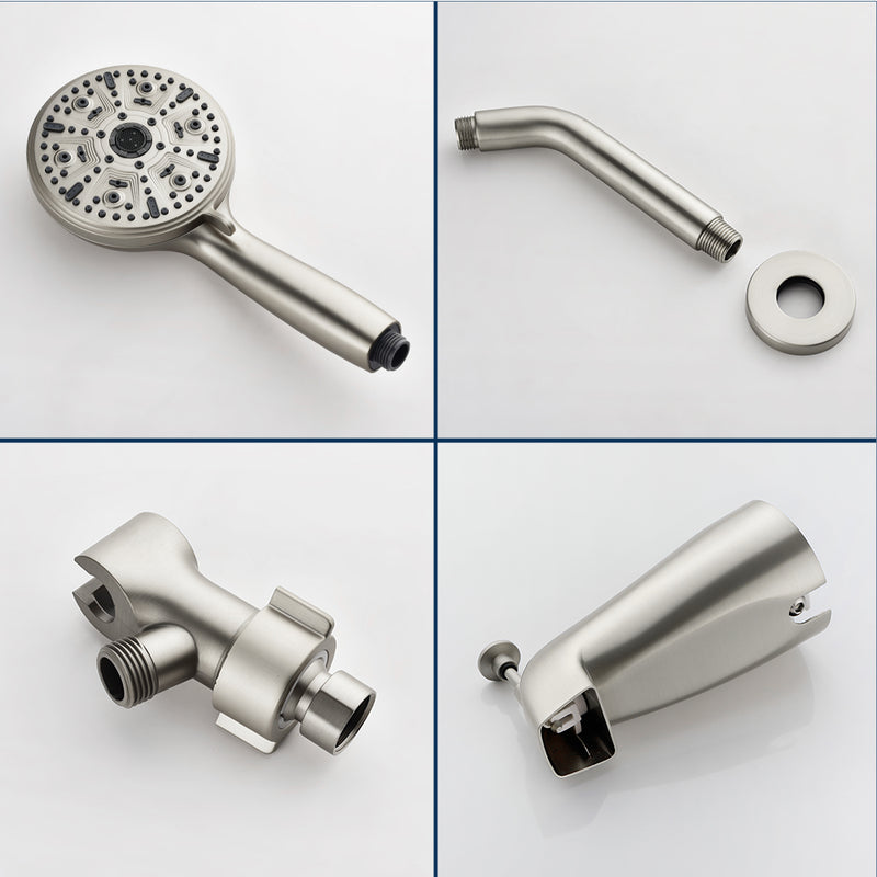Single Handle High-Pressure Round 10-Mode Hand Shower and Tub Spout System with Valve