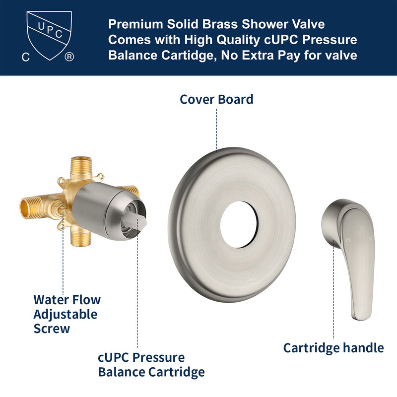 Single Handle High-Pressure Round 10-Mode Hand Shower and Tub Spout System with Valve