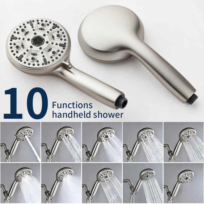 Single Handle High-Pressure Round 10-Mode Hand Shower and Tub Spout System with Valve