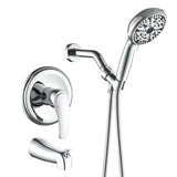 Single Handle High-Pressure Round 10-Mode Hand Shower and Tub Spout System with Valve