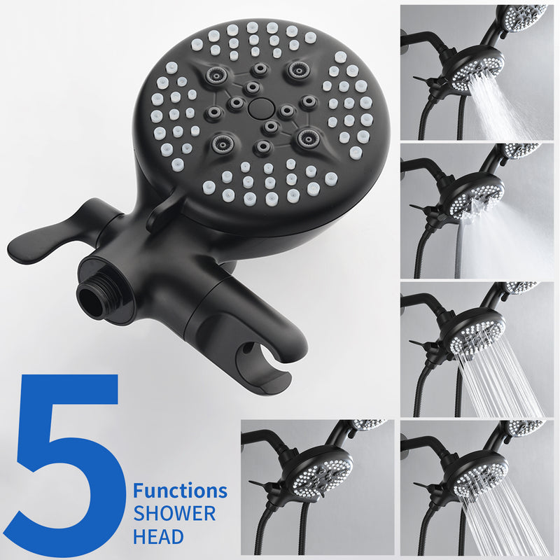 4.7 Inch 5-Mode Wall Mount High Pressure ABS Dual Shower Head System with Tub Spout