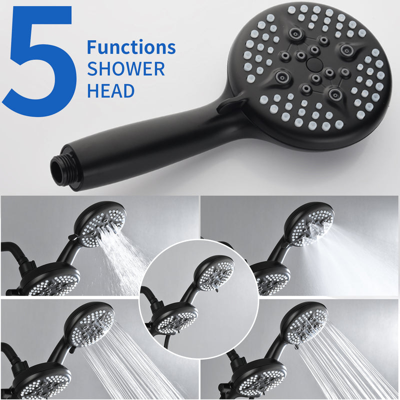 4.7 Inch 5-Mode Wall Mount High Pressure ABS Dual Shower Head System with Tub Spout