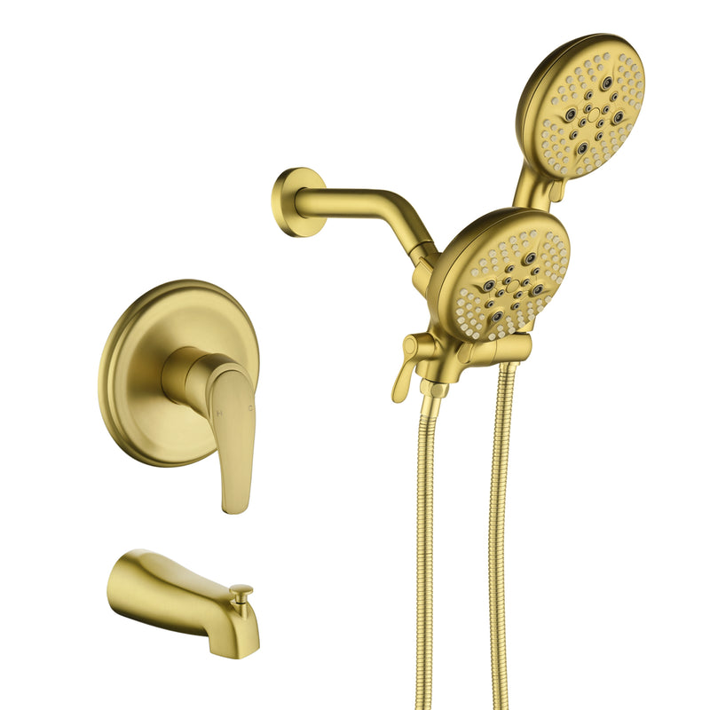 4.7 Inch 5-Mode Wall Mount High Pressure ABS Dual Shower Head System with Tub Spout