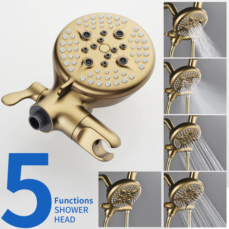 4.7 Inch 5-Mode Wall Mount High Pressure ABS Dual Shower Head System with Tub Spout