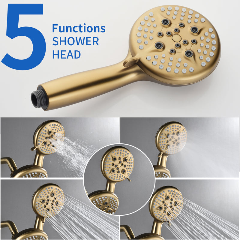 4.7 Inch 5-Mode Wall Mount High Pressure ABS Dual Shower Head System with Tub Spout