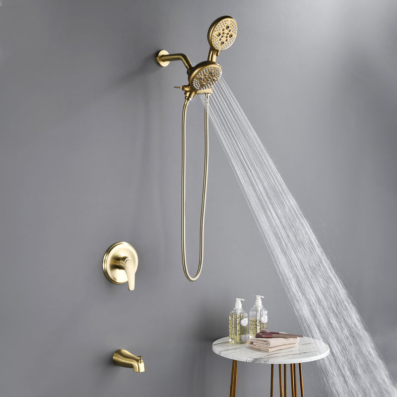 4.7 Inch 5-Mode Wall Mount High Pressure ABS Dual Shower Head System with Tub Spout