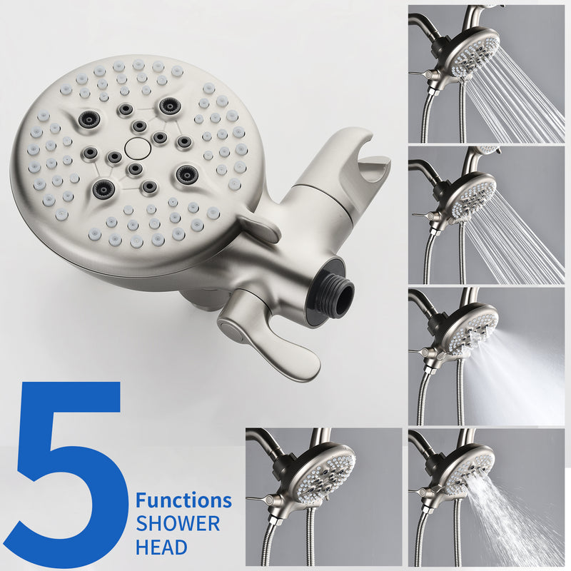 4.7 Inch 5-Mode Wall Mount High Pressure ABS Dual Shower Head System with Tub Spout