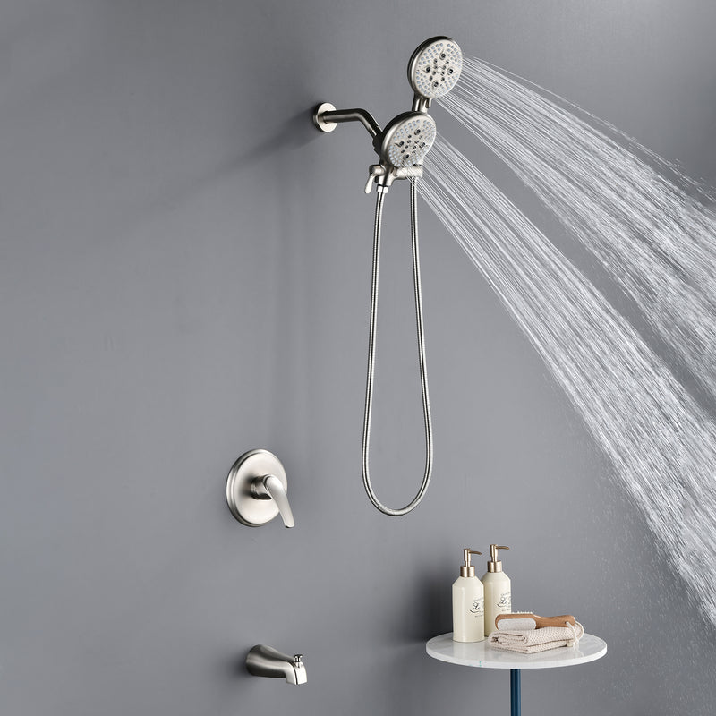 4.7 Inch 5-Mode Wall Mount High Pressure ABS Dual Shower Head System with Tub Spout