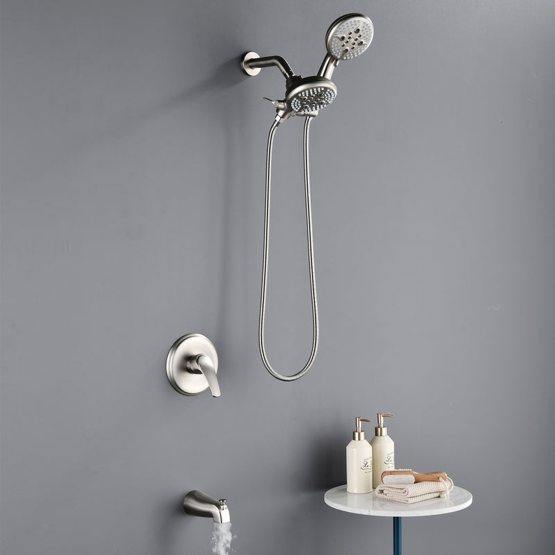 4.7 Inch 5-Mode Wall Mount High Pressure ABS Dual Shower Head System with Tub Spout