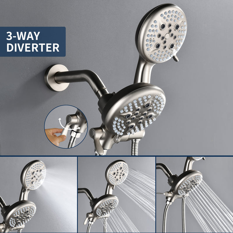 4.7 Inch 5-Mode Wall Mount High Pressure ABS Dual Shower Head System with Tub Spout