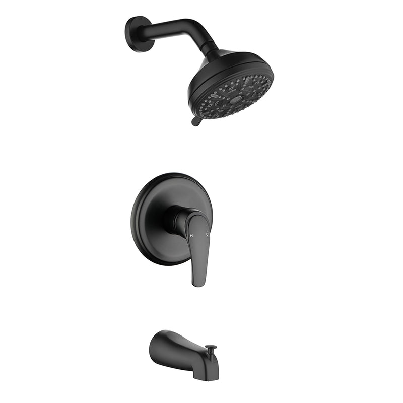 10 Functions Single Handle High Pressure Round Tub and Shower Trim Kit with Valve
