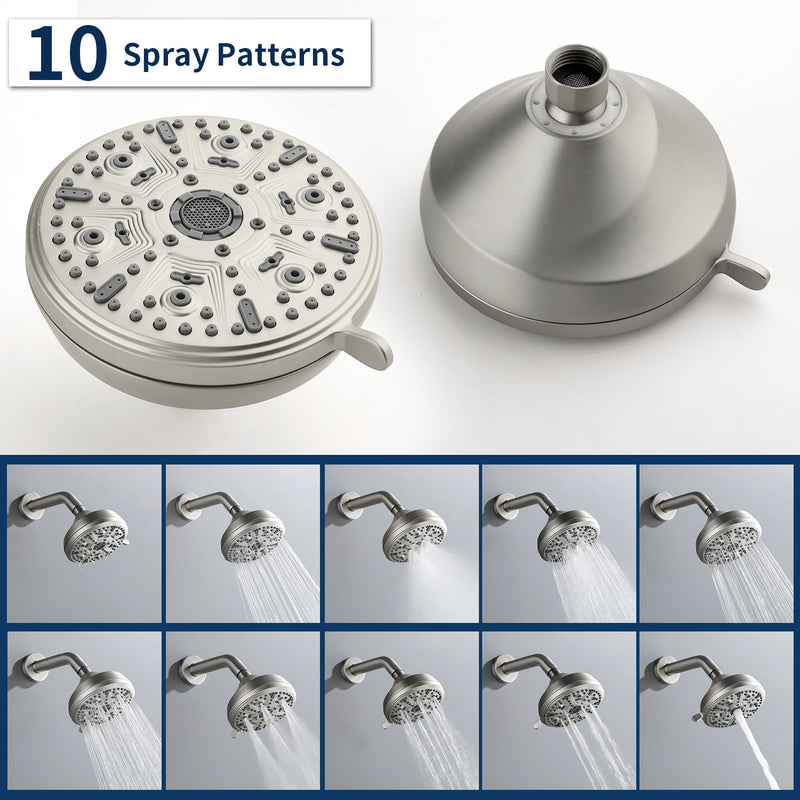 10 Functions Single Handle High Pressure Round Tub and Shower Trim Kit with Valve