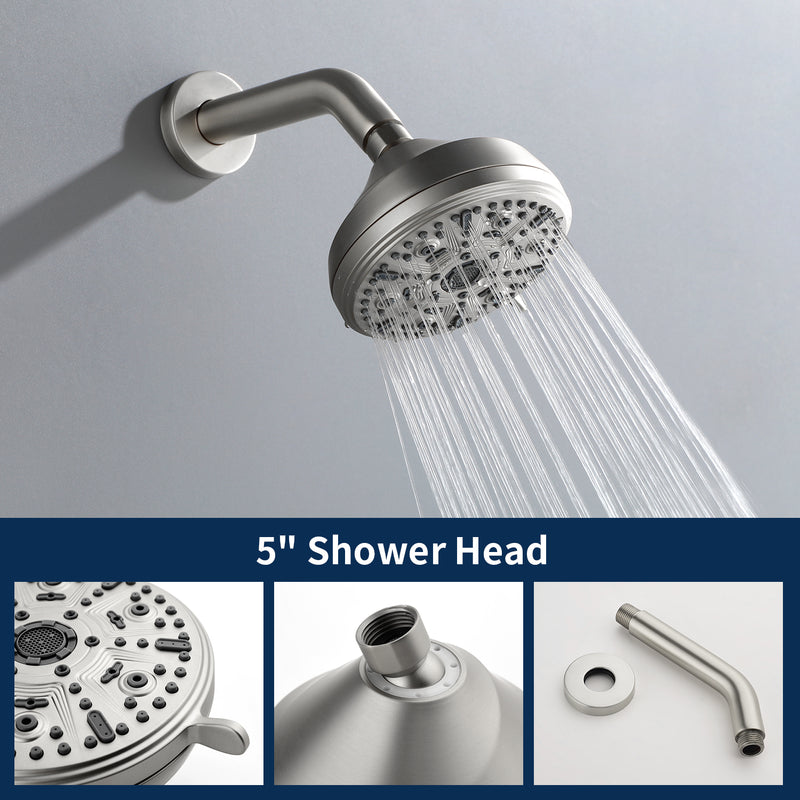 10 Functions Single Handle High Pressure Round Tub and Shower Trim Kit with Valve