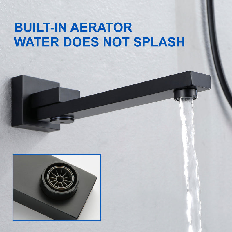 Luxury Tub Shower Faucet Combo Set with Rough-in Valve, Wall Mounted 10inch Shower System with Tub Spout Bathroom Shower Fixture Shower Valve and Trim Kit