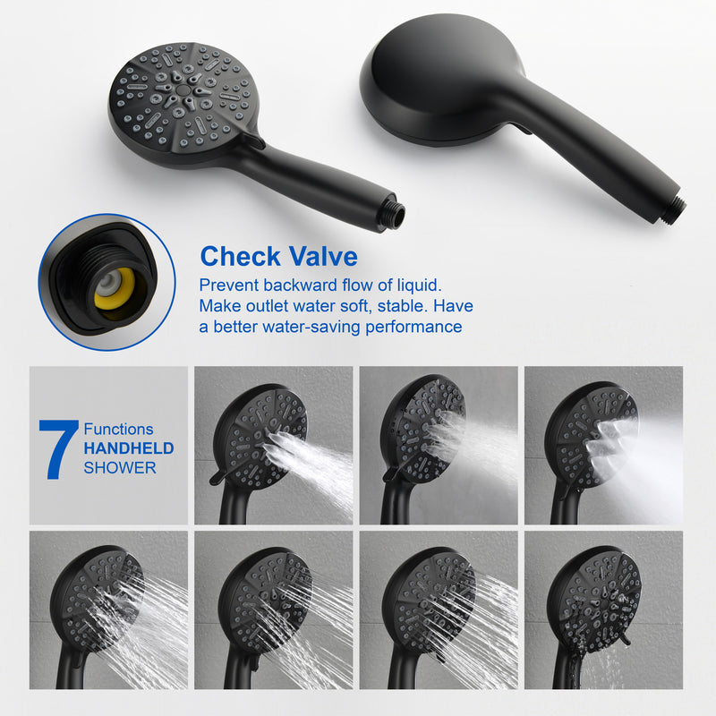Shower Faucet Set with Tub Spout Luxury Tub Shower Faucet Combo Set with 10 inches Shower Head and 7-mode Handheld Shower Bathroom Shower Valve Trim Kit Shower Fixture