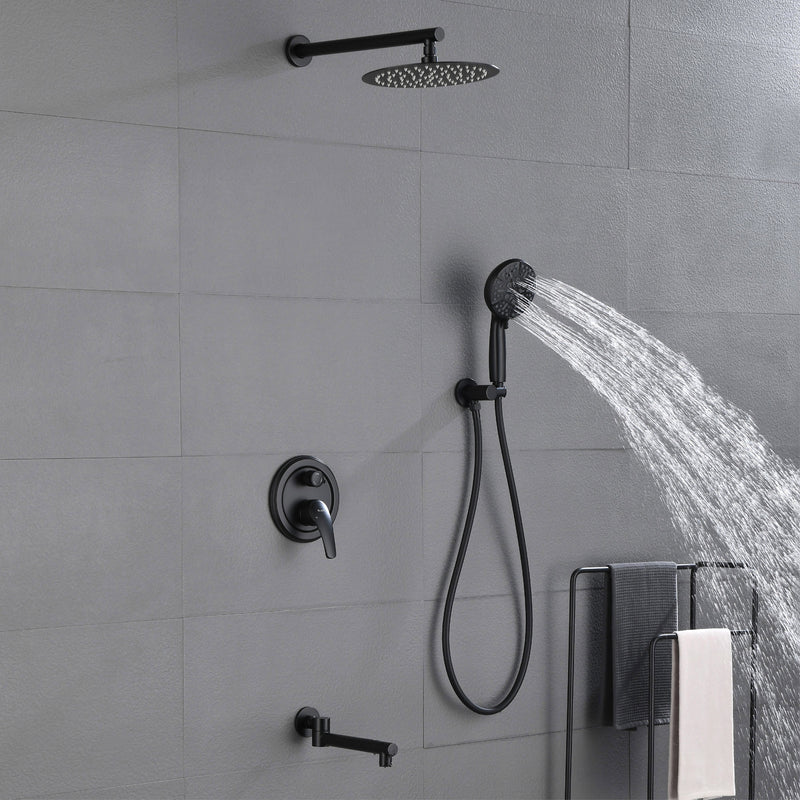 Shower Faucet Set with Tub Spout Luxury Tub Shower Faucet Combo Set with 10 inches Shower Head and 7-mode Handheld Shower Bathroom Shower Valve Trim Kit Shower Fixture