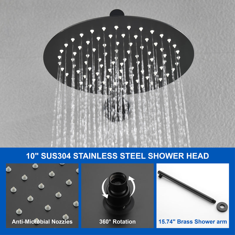Shower Faucet Set with Tub Spout Luxury Tub Shower Faucet Combo Set with 10 inches Shower Head and 7-mode Handheld Shower Bathroom Shower Valve Trim Kit Shower Fixture