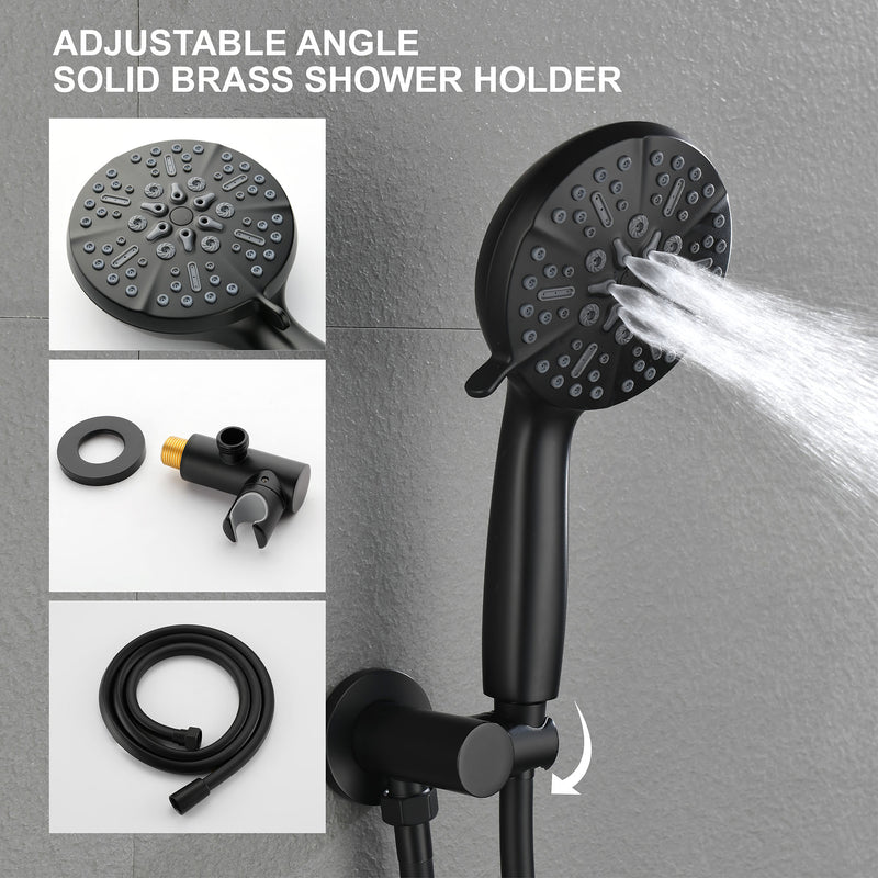 Shower Faucet Set with Tub Spout Luxury Tub Shower Faucet Combo Set with 10 inches Shower Head and 7-mode Handheld Shower Bathroom Shower Valve Trim Kit Shower Fixture
