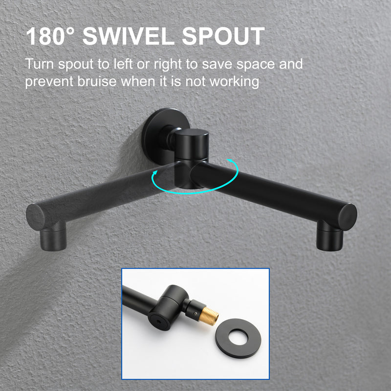 3 Functions Rain Shower Faucet, 12-inch Round Shower Head Set with 7-Spray Shower Head & 180 Degree Swivel Spout