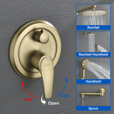 Shower Faucet Set with Tub Spout Luxury Tub Shower Faucet Combo Set with 10 inches Shower Head and 7-mode Handheld Shower Bathroom Shower Valve Trim Kit Shower Fixture