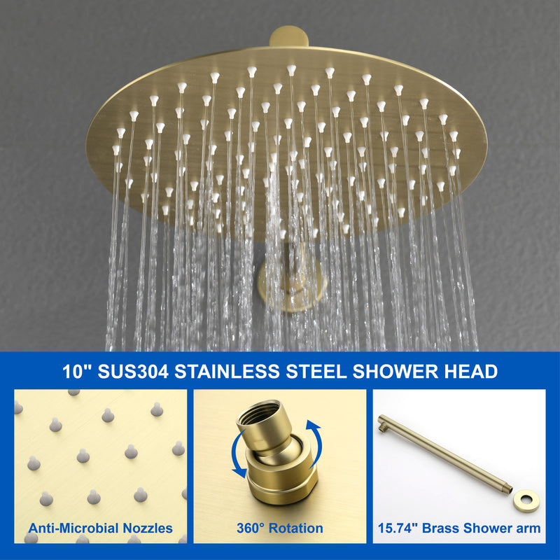 Shower Faucet Set with Tub Spout Luxury Tub Shower Faucet Combo Set with 10 inches Shower Head and 7-mode Handheld Shower Bathroom Shower Valve Trim Kit Shower Fixture