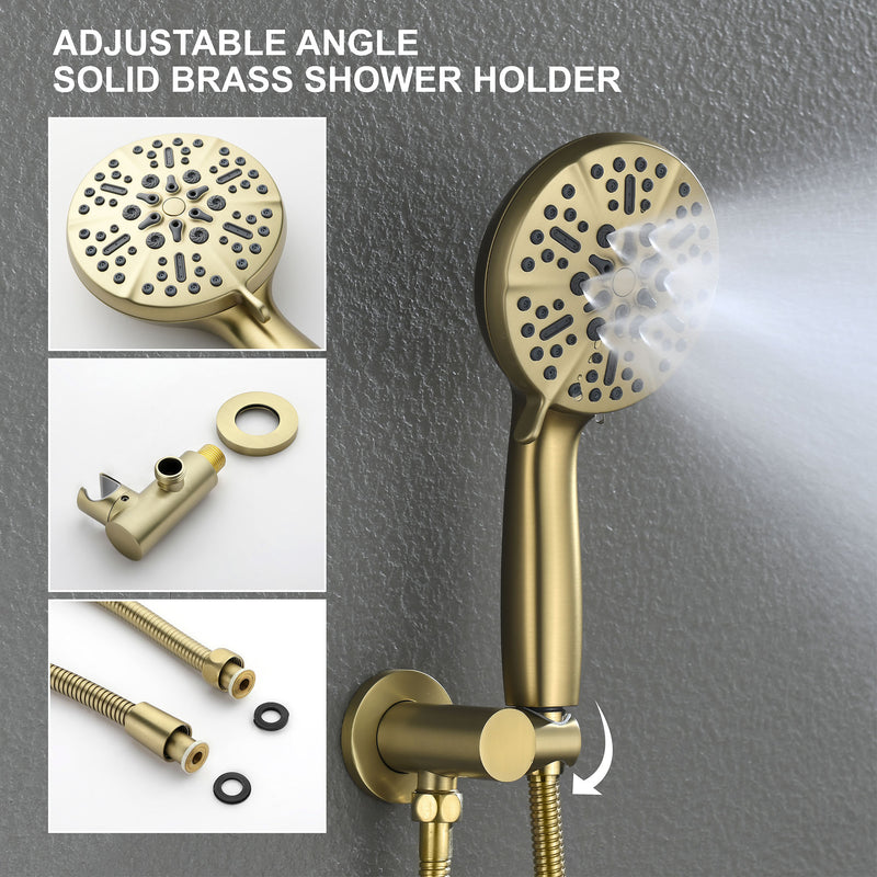 Shower Faucet Set with Tub Spout Luxury Tub Shower Faucet Combo Set with 10 inches Shower Head and 7-mode Handheld Shower Bathroom Shower Valve Trim Kit Shower Fixture