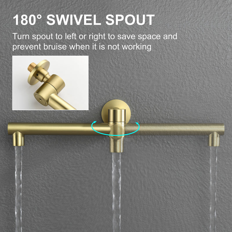 3 Functions Rain Shower Faucet, 12-inch Round Shower Head Set with 7-Spray Shower Head & 180 Degree Swivel Spout