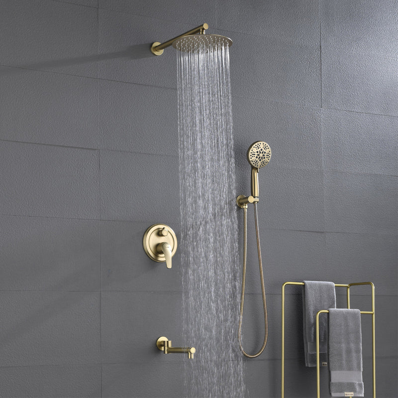 3 Functions Rain Shower Faucet, 12-inch Round Shower Head Set with 7-Spray Shower Head & 180 Degree Swivel Spout